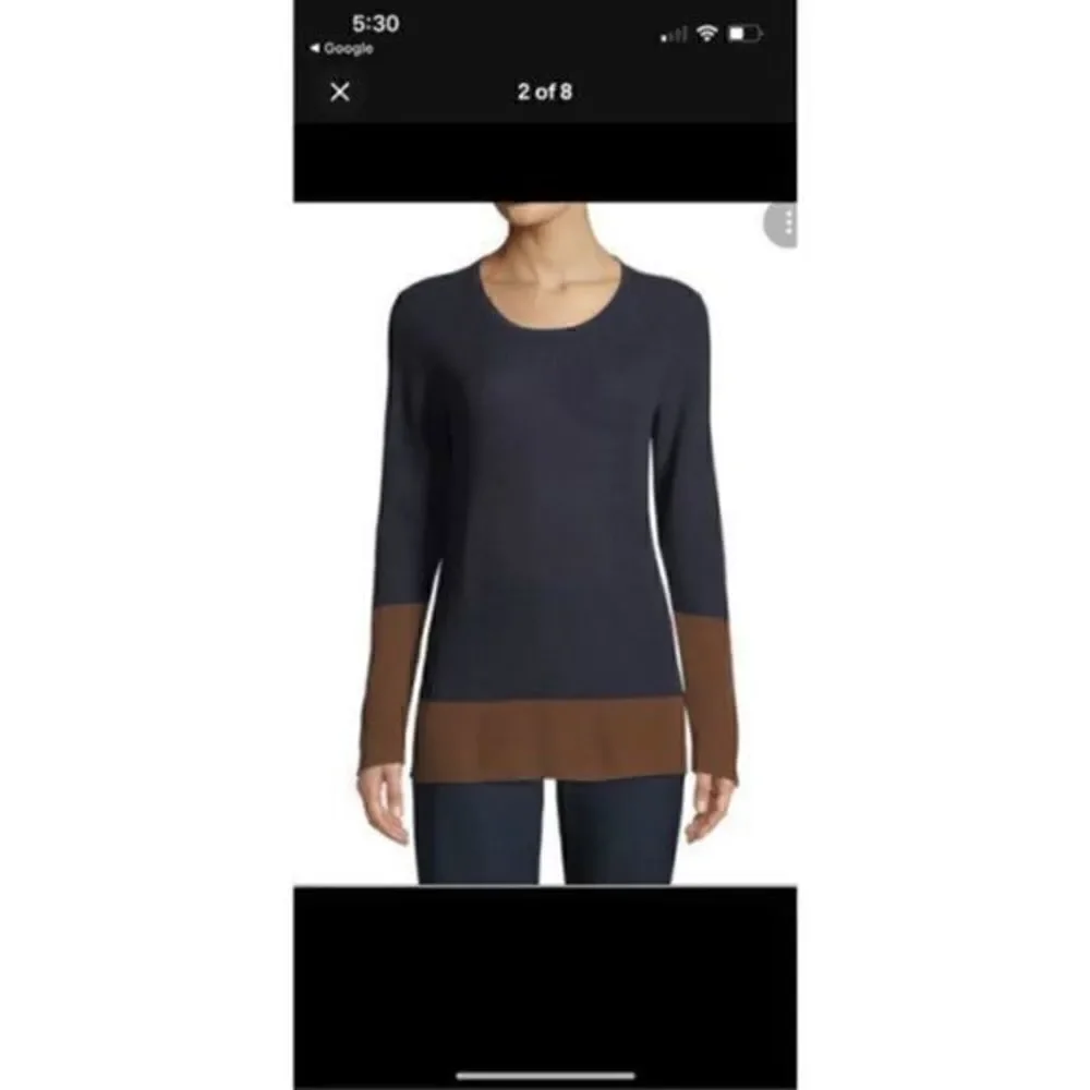 Eileen Fisher Silk Blend Sweater Small Contrast Stripe Colorblock Pullover size - Picture 3 of 9